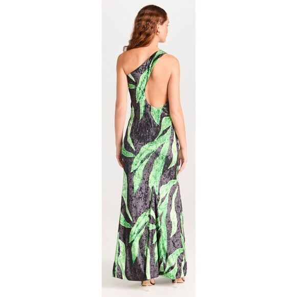 Dur Doux Green Leaf Velvet Maxi Dress NWT Size Large - Picture 2 of 8